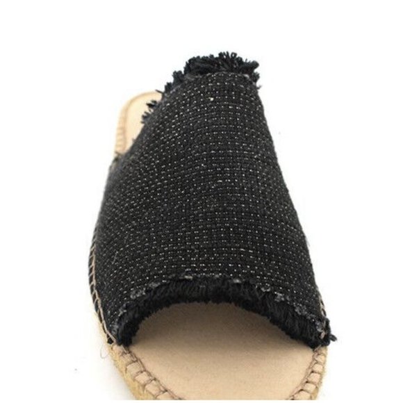 Eric Michael Olisa Espadrille Slide Sandals Womens Size 7.5 Shoe Euro 38 Black - Picture 9 of 12